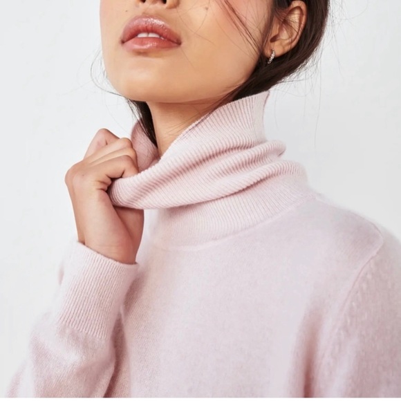 Quince Light Pink 100% Mongolian Cashmere Turtleneck Sweater Size: Large - Picture 5 of 11